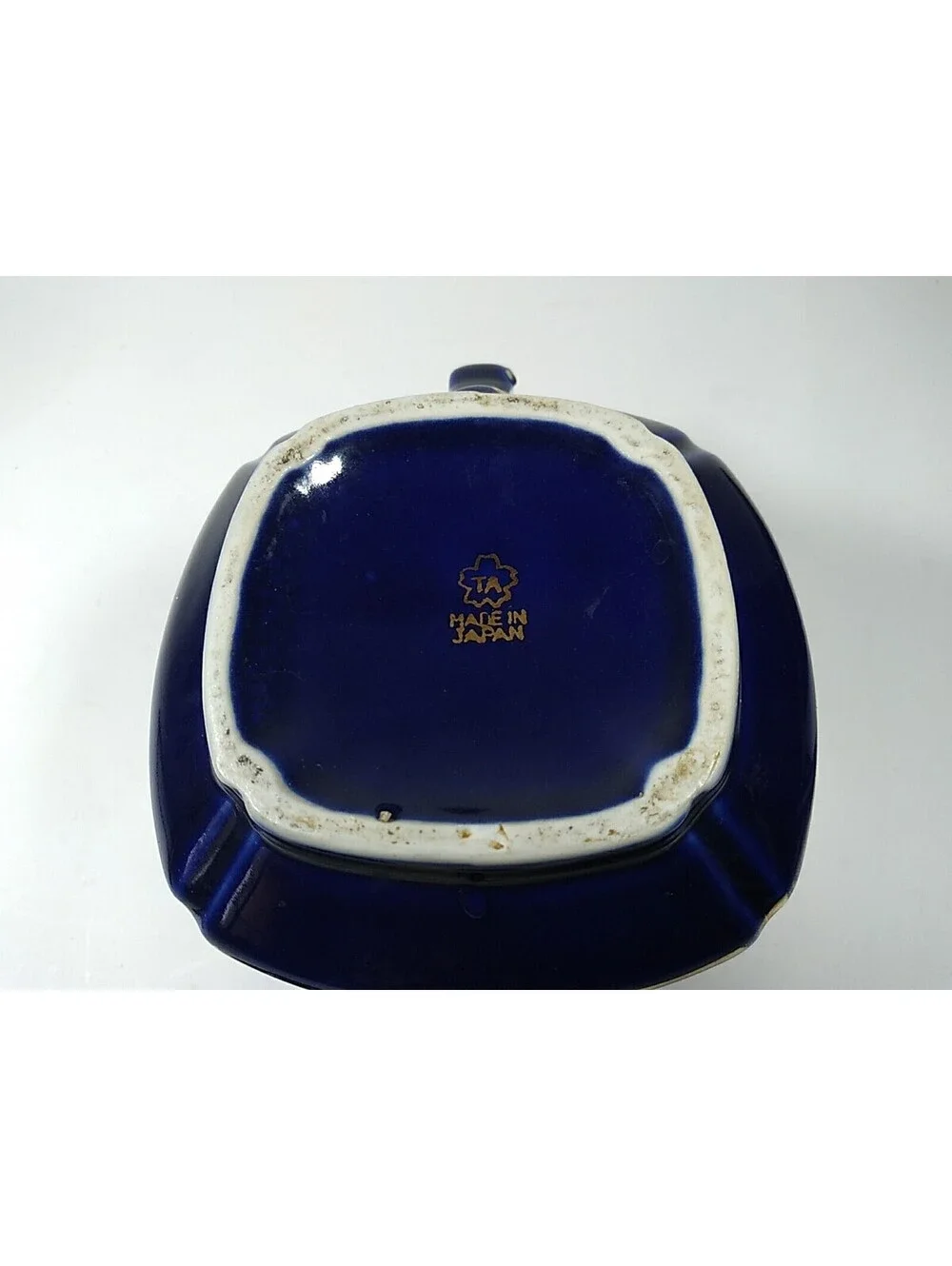 Vintage Cobalt Blue Teapot Tea Pot Flowers Gold Trim TA Made Japan Kitchen Decor